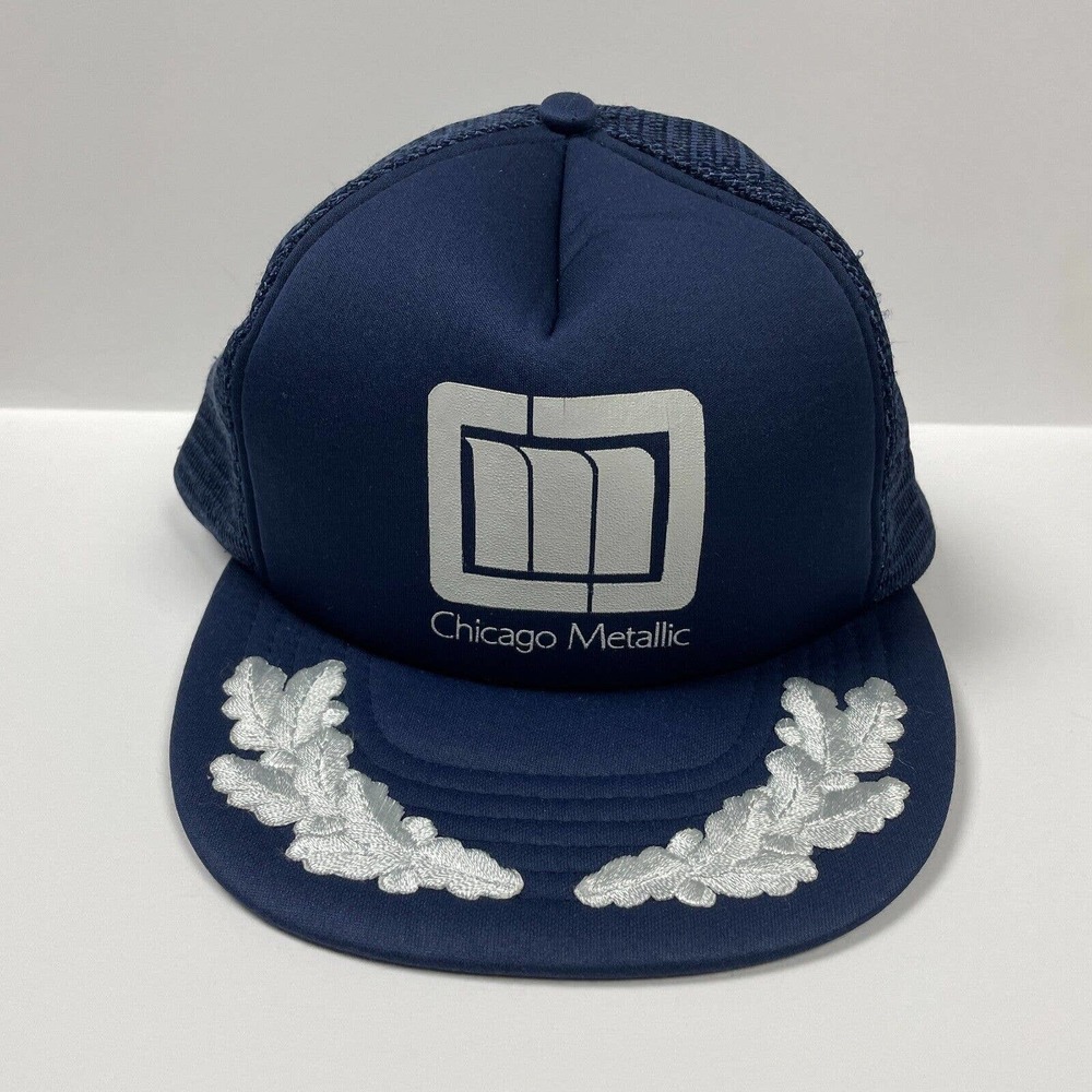 Vintage Sportco Hat Chicago Metallic Mesh Captain's Bill Blue Trucker Snapback